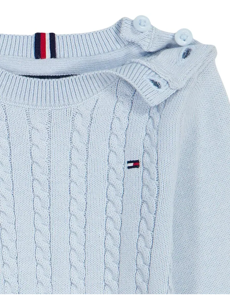 Детский вязаный комбинезон с шапкой, 2 предмета Tommy Hilfiger — изображение 3 из 4, синий