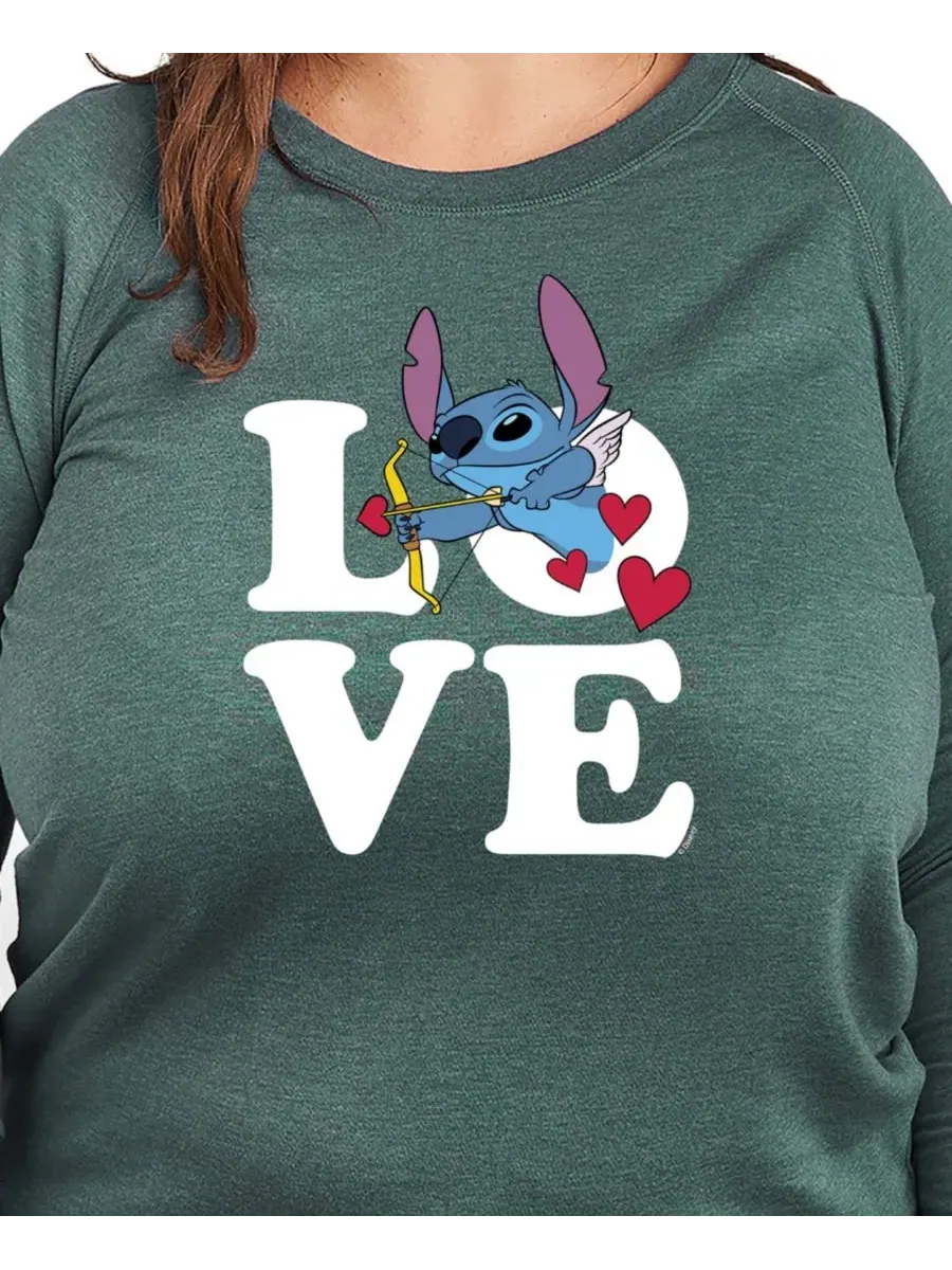 Футболка большого размера с круглым вырезом и надписью "Stitch Valentine's Day Love" Hybrid Apparel — изображение 3 из 3