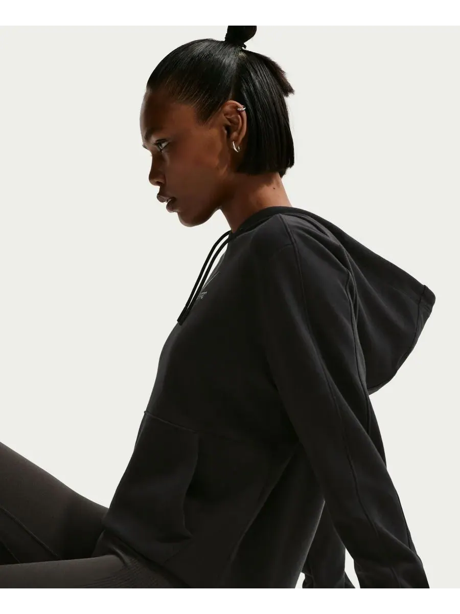 Женская толстовка Pro Dri-FIT из французского махрового трикотажа с капюшоном Nike — изображение 3 из 5, черный/белый