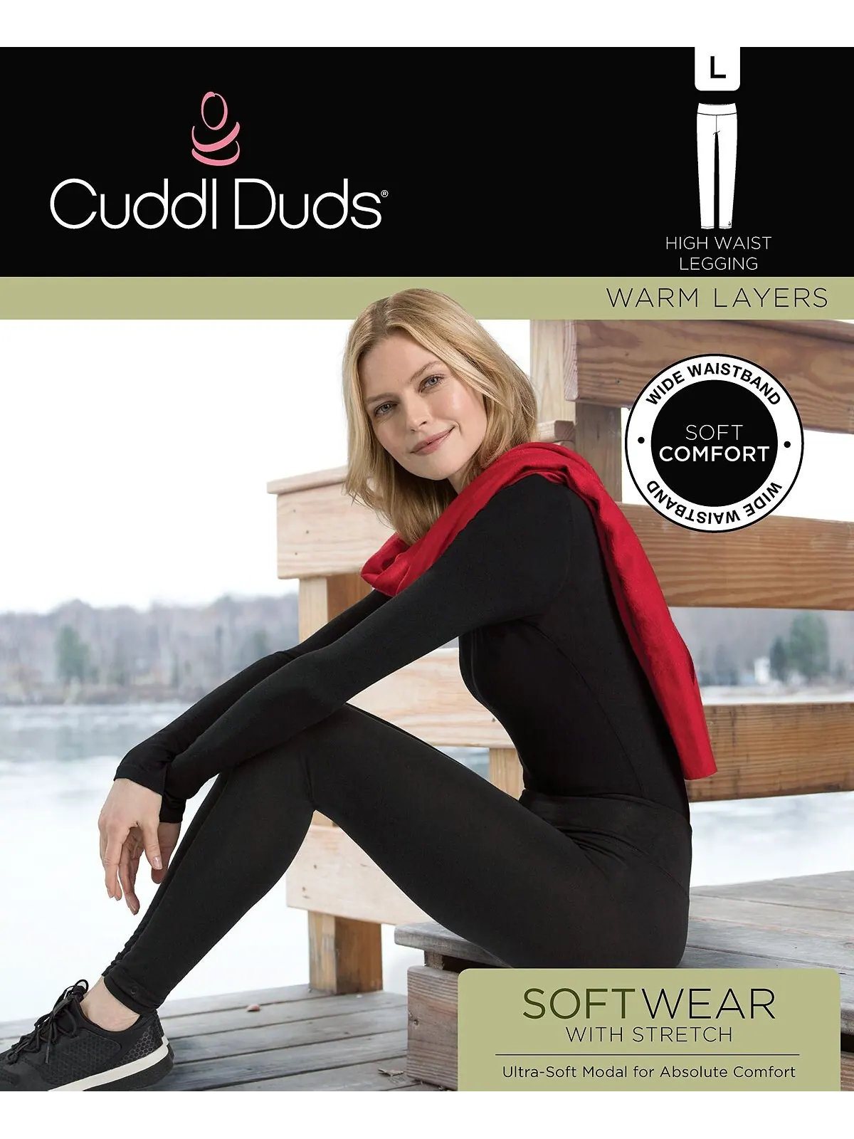 Мягкая одежда и эластичные леггинсы с высокой талией Cuddl Duds — изображение 7 из 8, темно-серый