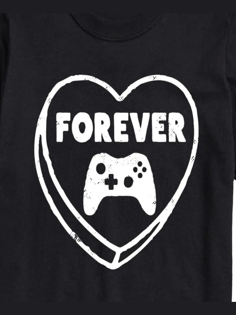Мужская футболка с коротким рукавом и принтом Forever Heart Video Games AIRWAVES — изображение 3 из 3, черный