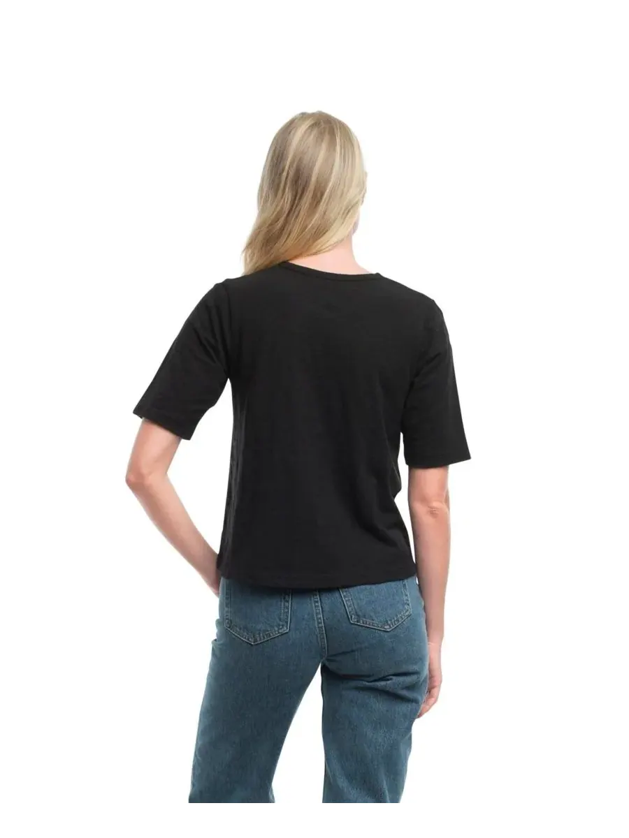 Женская футболка с рукавами до локтя детского кроя WILT Clothing — изображение 2 из 4, черный