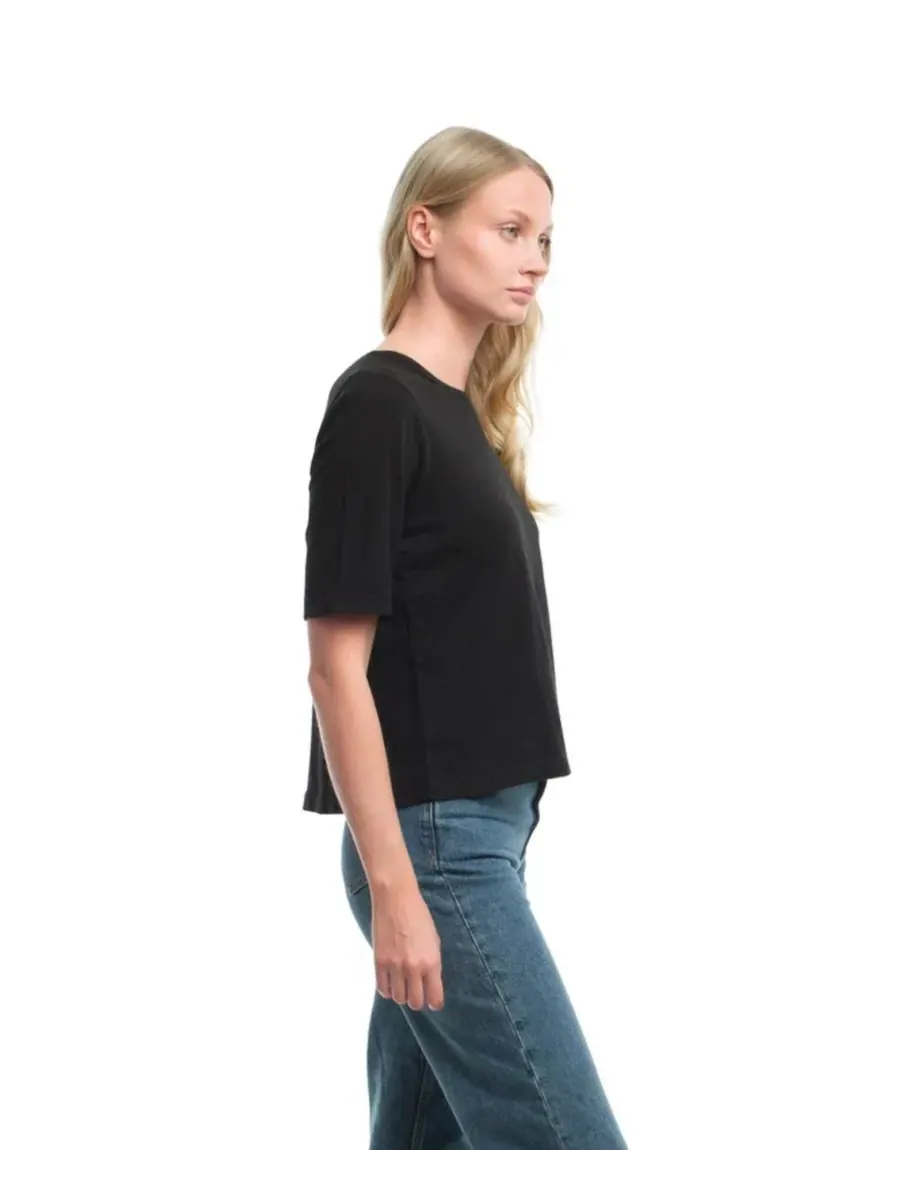 Женская футболка с рукавами до локтя детского кроя WILT Clothing — изображение 3 из 4, черный