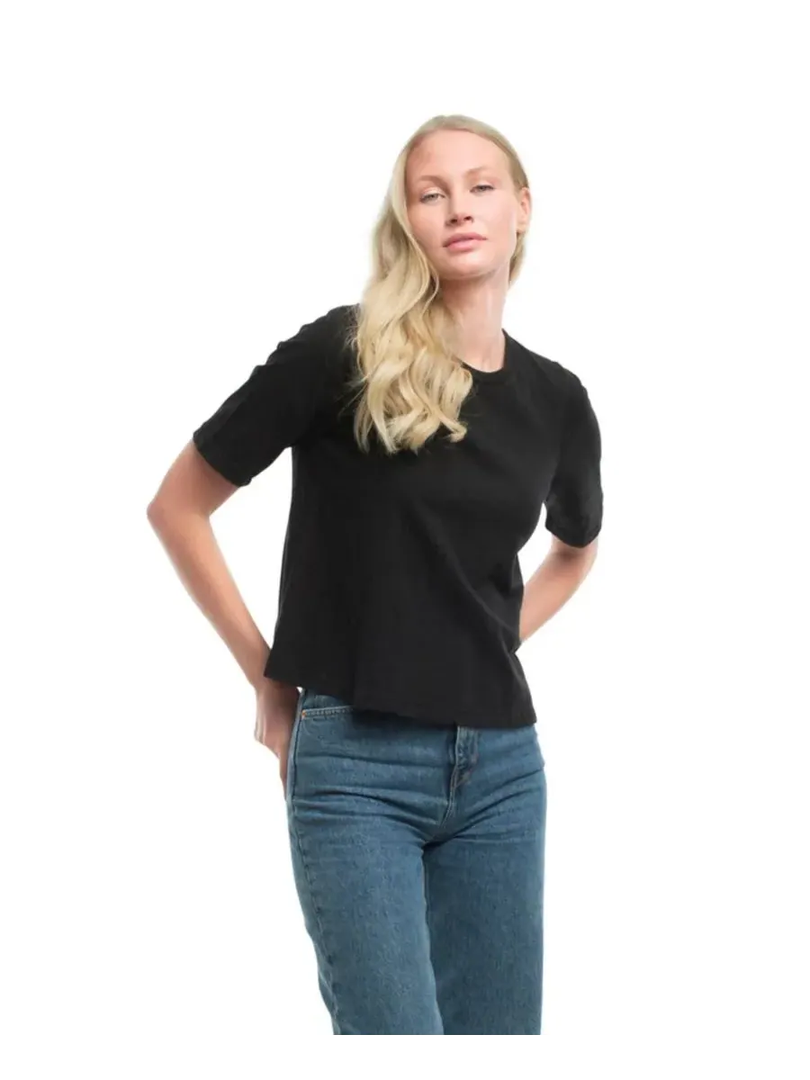Женская футболка с рукавами до локтя детского кроя WILT Clothing — изображение 4 из 4, черный