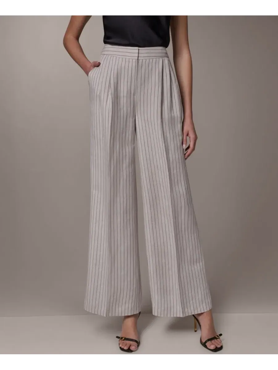 Женские брюки с высокой талией и широкими штанинами Donna Karan New York — изображение 1 из 6, черный