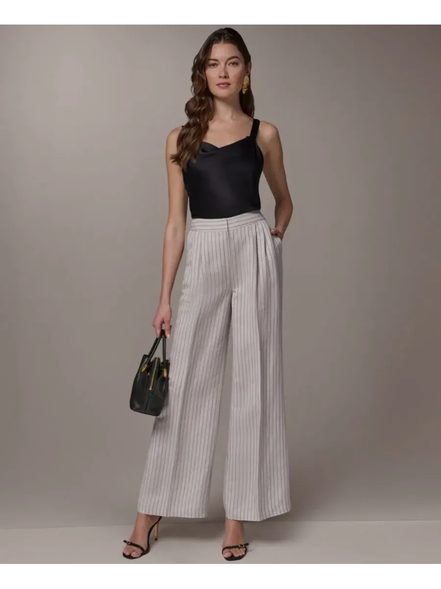 Женские брюки с высокой талией и широкими штанинами Donna Karan New York — изображение 6 из 6, черный