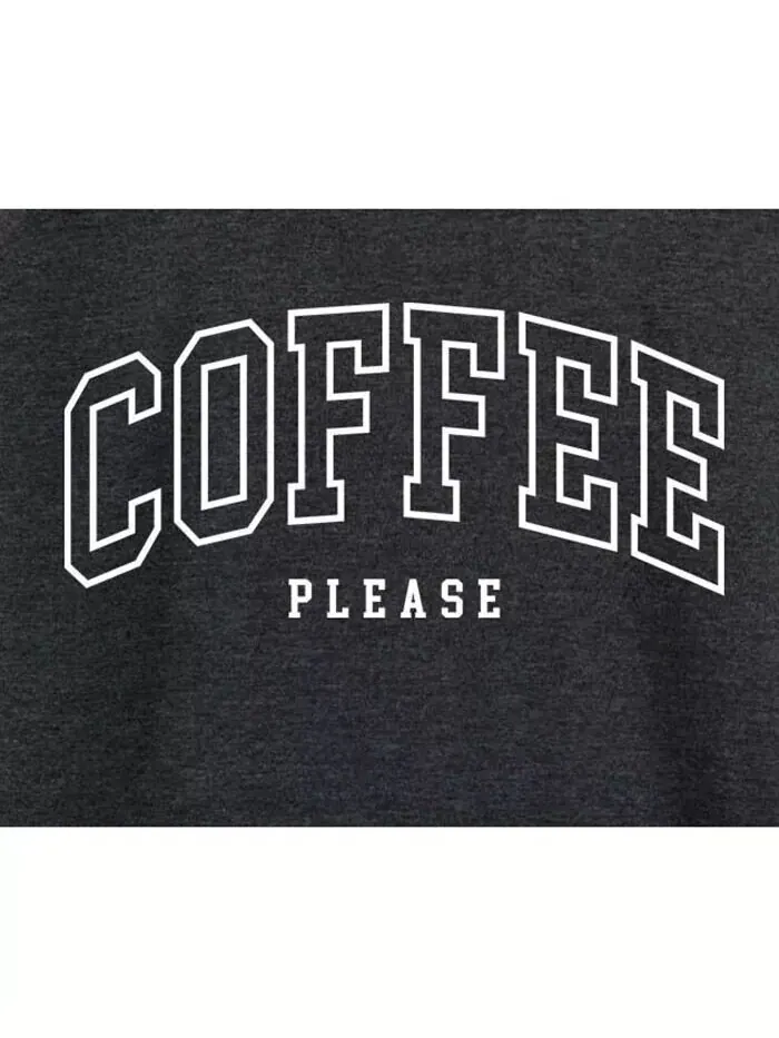 Пуловер с рисунком Collegiate Coffee Please, футболка больших размеров Hybrid Apparel — изображение 3 из 3, темно-серый