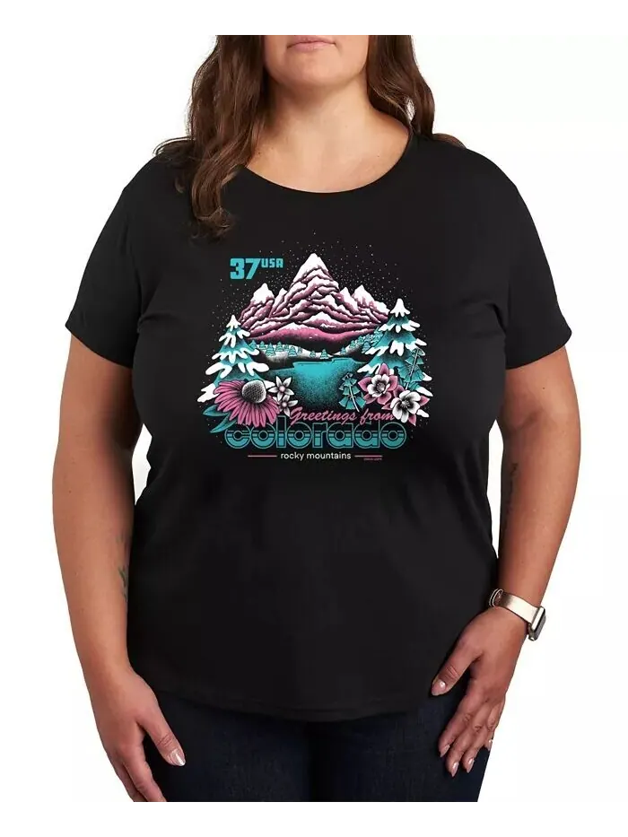 Футболка большого размера с рисунком USPS Colorado Stamp Hybrid Apparel — изображение 1 из 3, черный