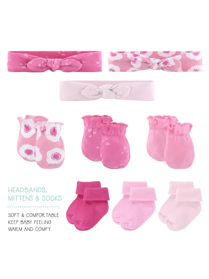 Набор для новорожденных девочек Pretty Pink из 16 предметов The Peanutshell — изображение 5 из 6, розовый