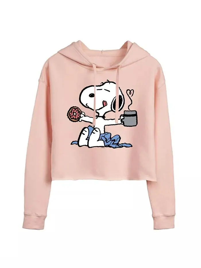 Укороченная толстовка с капюшоном Trendy Juniors Peanuts Snoopy Graphic Hybrid Apparel — изображение 1 из 3, пудровый розовый