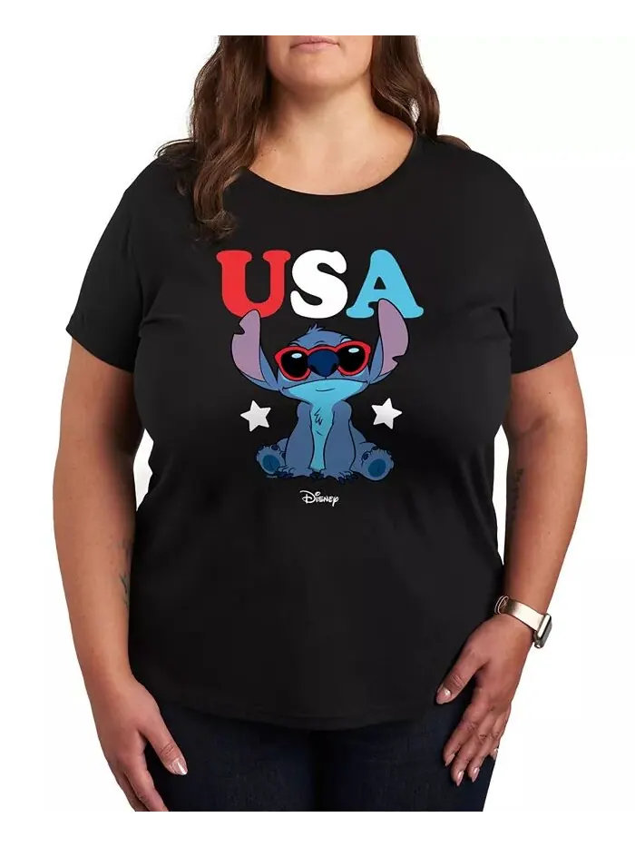 Футболка с рисунком Stitch USA большого размера Hybrid Apparel — изображение 1 из 4, черный