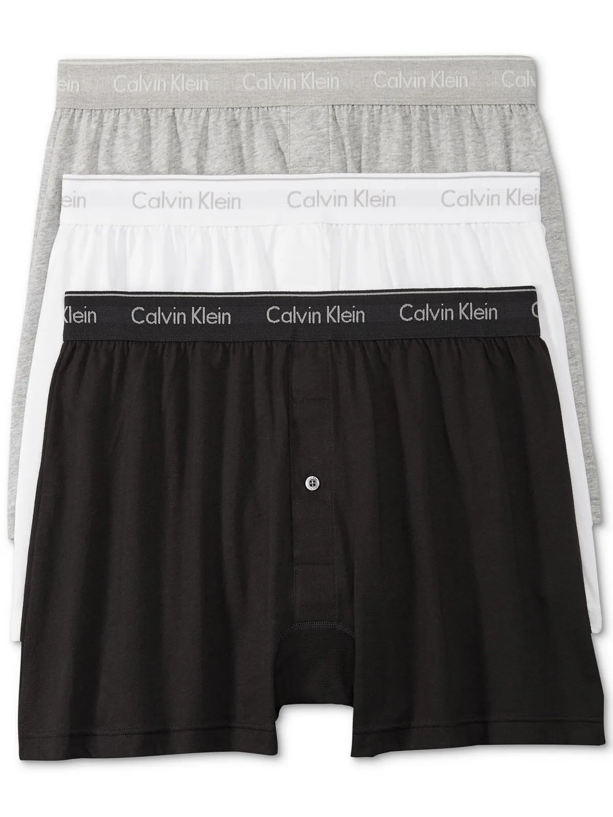 Комплект трусов Calvin Klein Cotton Classics Knit Boxers, 3 предмета — изображение 1 из 3, черный/белый/серый