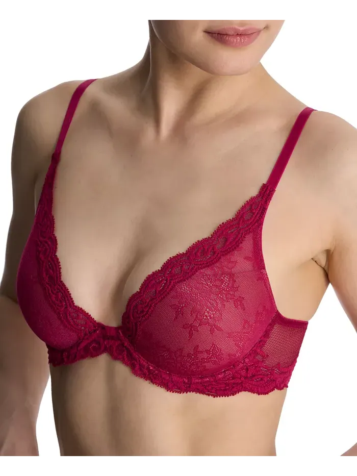 Женский бюстгальтер Feathers Lace Contour с косточками и глубоким вырезом 730023 Natori — изображение 3 из 6, бежевый