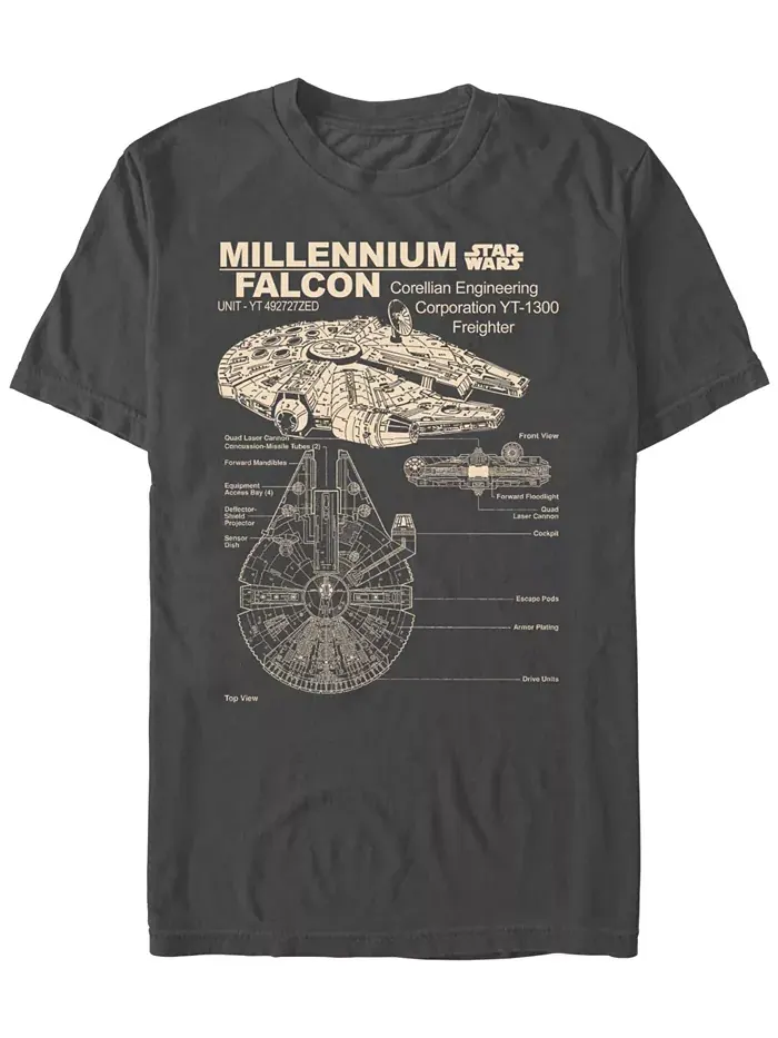Мужская футболка Star Wars Corellian Freighter серая