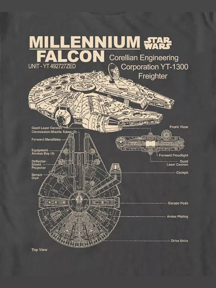 Мужская футболка Star Wars Corellian Freighter серая — изображение 3 из 3, темно-серый