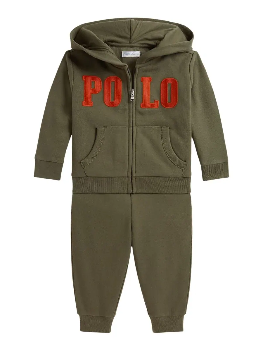 Комплект из худи и брюк для мальчика, с логотипом Polo Ralph Lauren — изображение 1 из 3, оливковый