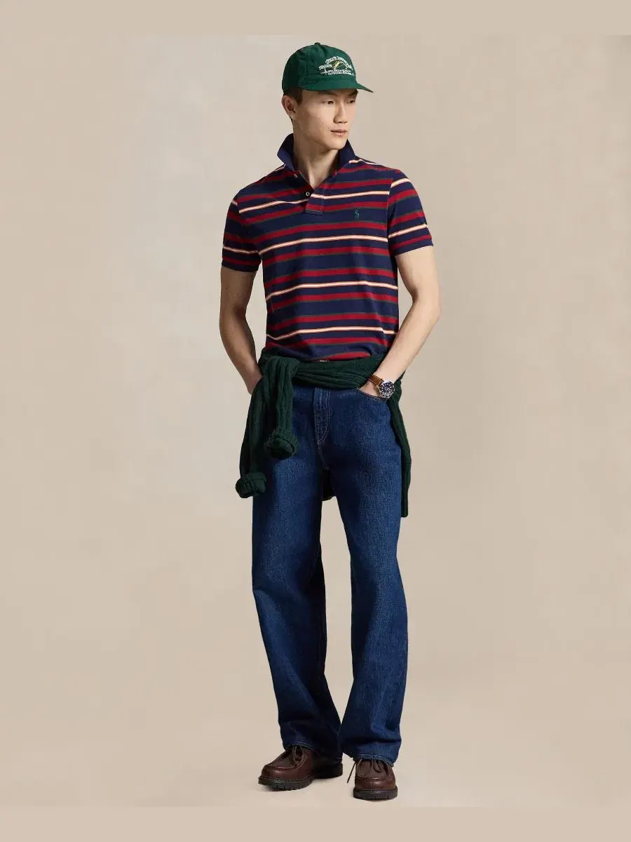 Поло с коротким рукавом, с полосой Polo Ralph Lauren — изображение 2 из 5, темно-синий мульти