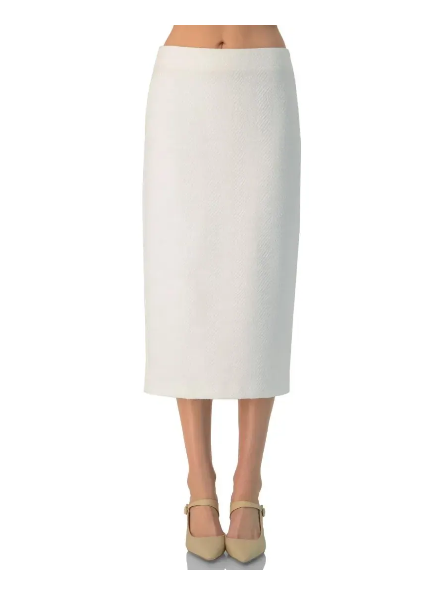 Юбка-карандаш миди с высокой посадкой, Sleek High-Waist Fitted Midi Skirt Ivonne — изображение 1 из 5, белый