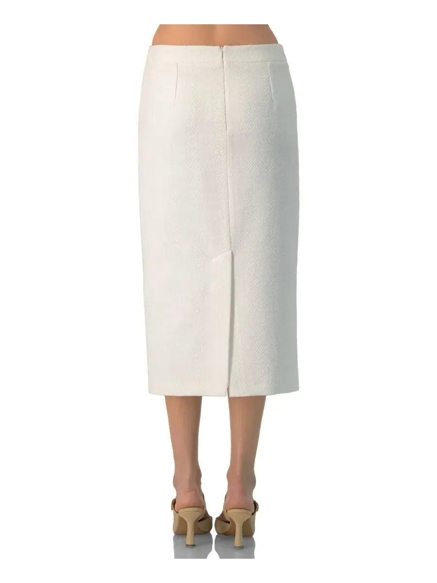 Юбка-карандаш миди с высокой посадкой, Sleek High-Waist Fitted Midi Skirt Ivonne — изображение 2 из 5, белый