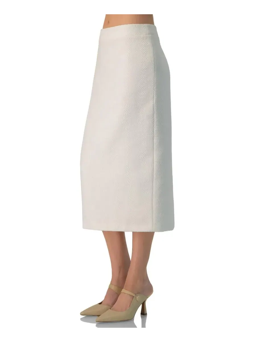 Юбка-карандаш миди с высокой посадкой, Sleek High-Waist Fitted Midi Skirt Ivonne — изображение 3 из 5, белый