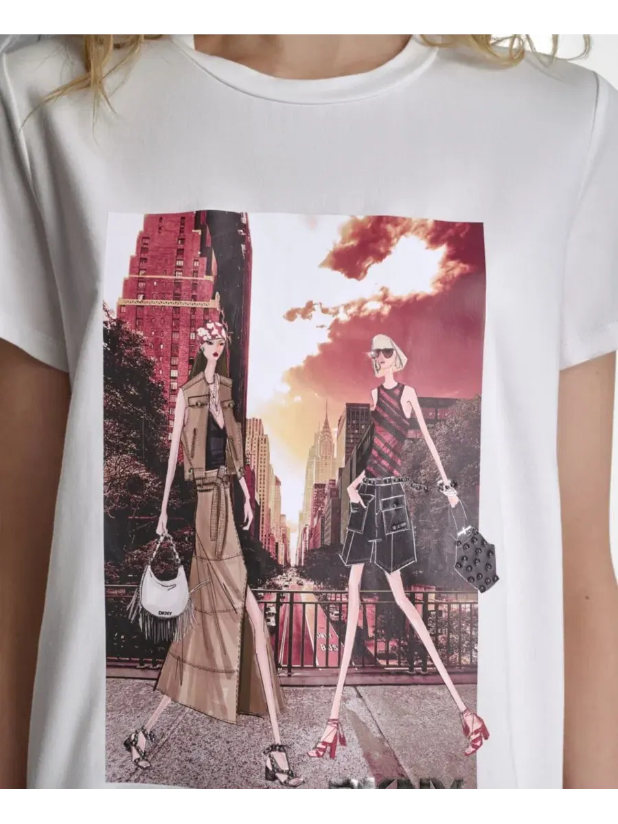 Футболка женская с графическим принтом Manhattan Henge Conversational DKNY — изображение 4 из 5, белый