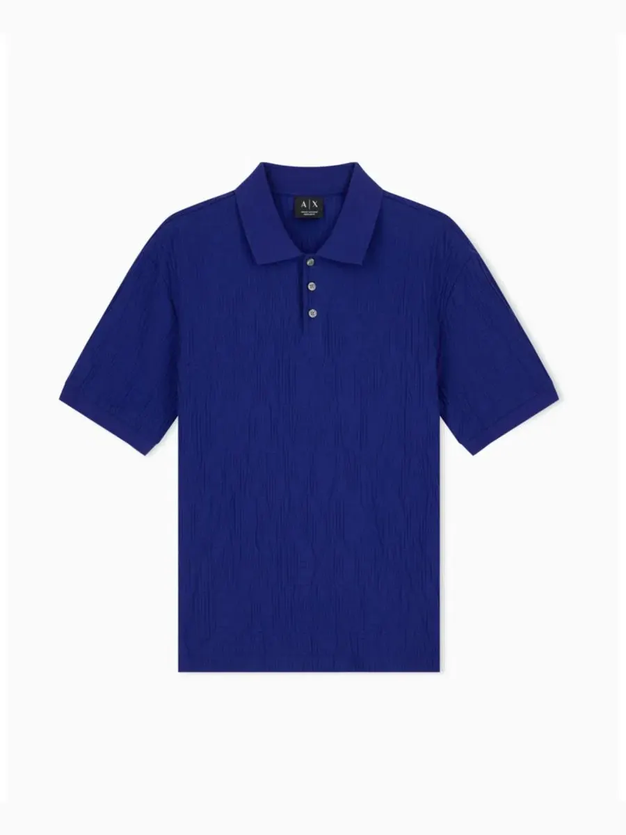 Поло из мерсеризованного хлопка с принтом A|X Armani Exchange — изображение 2 из 8, синий