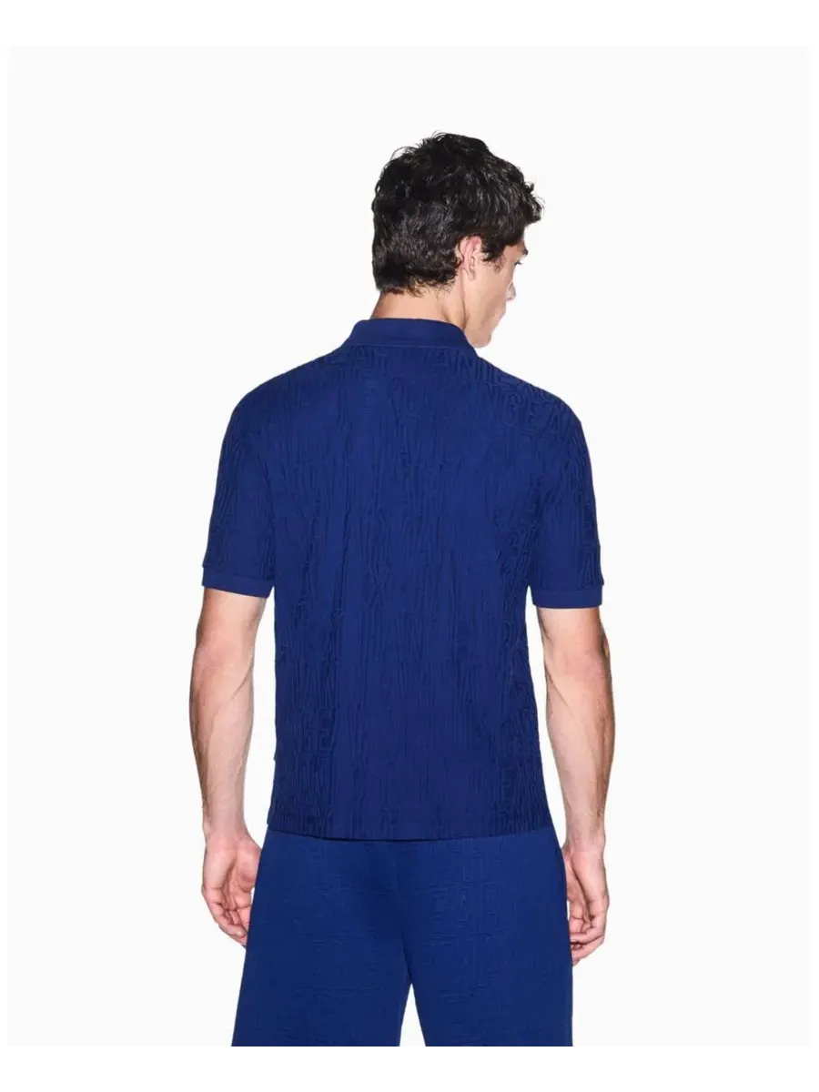 Поло из мерсеризованного хлопка с принтом A|X Armani Exchange — изображение 4 из 8, синий