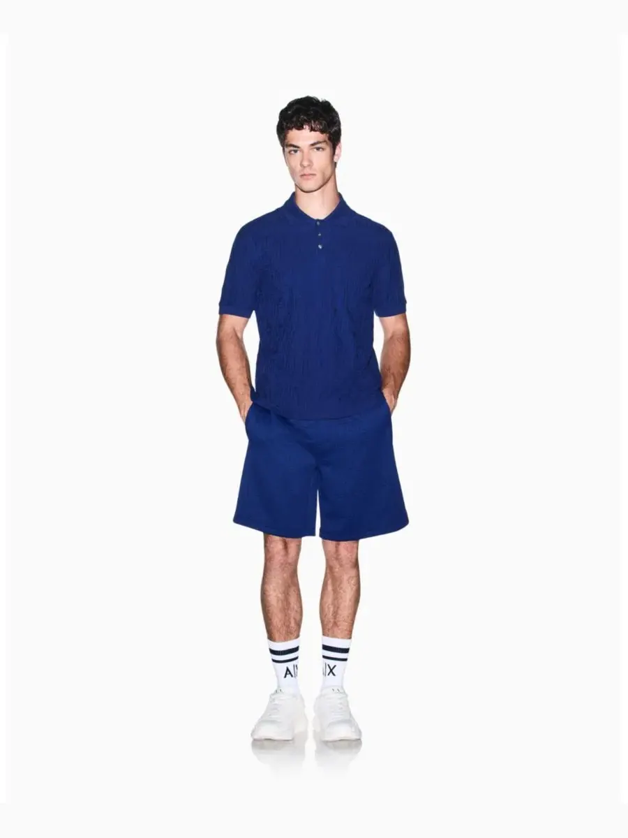 Поло из мерсеризованного хлопка с принтом A|X Armani Exchange — изображение 6 из 8, синий
