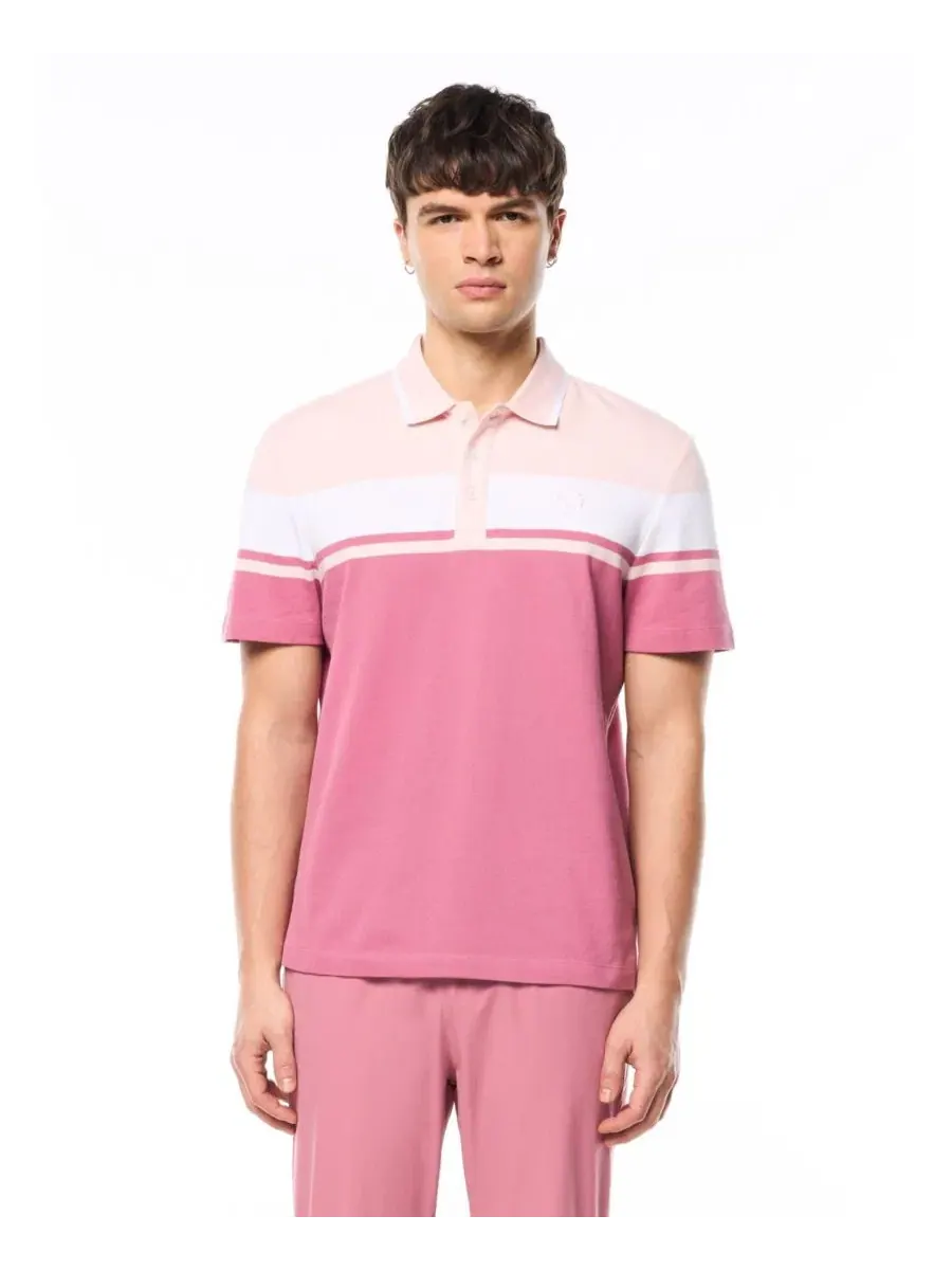 Поло с контрастной отделкой воротника и двойной полосой Sergio Tacchini — изображение 1 из 5, бежевый