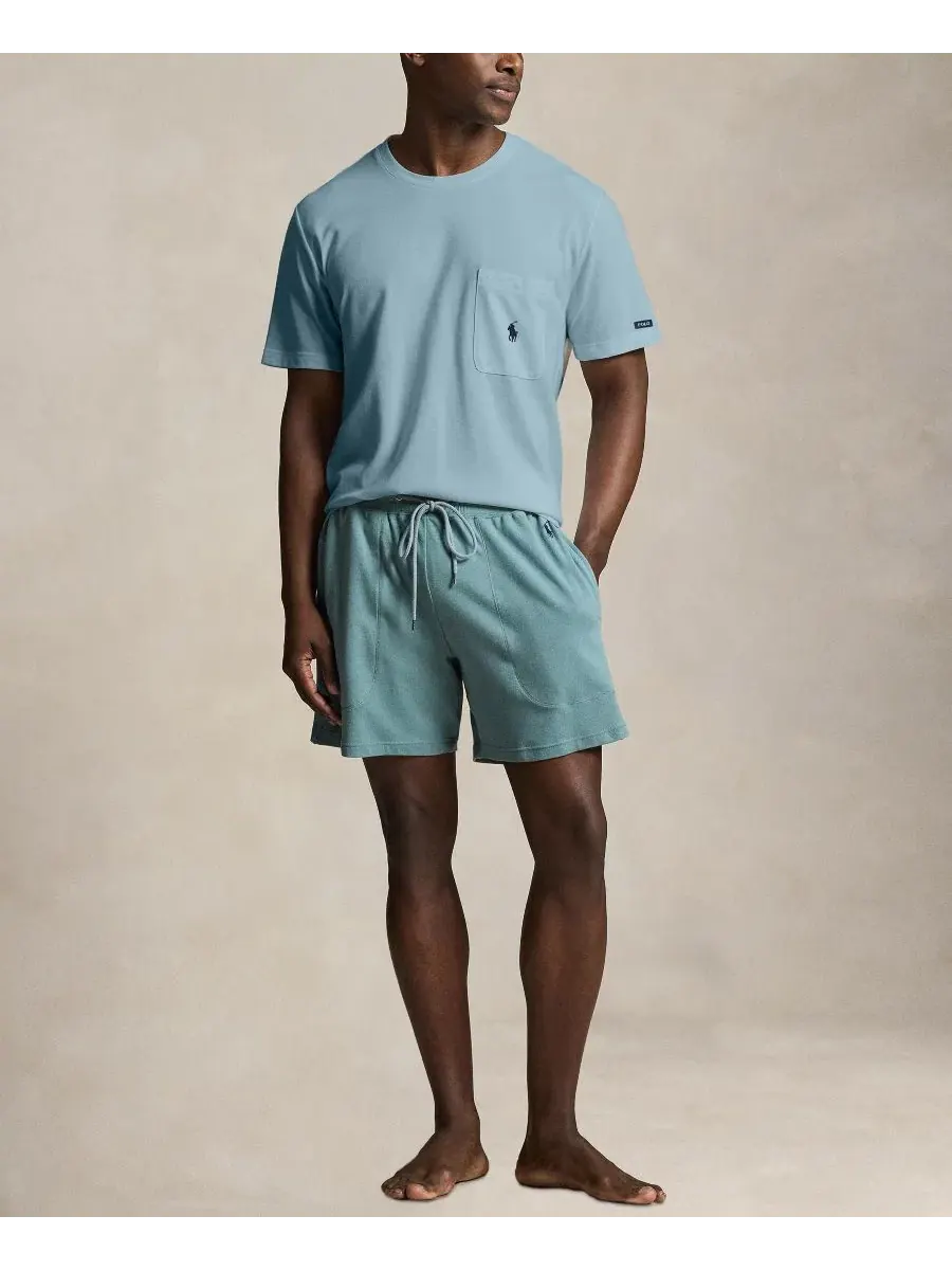 Мужская пижамная футболка с коротким рукавом из легкой сетки Polo Ralph Lauren — изображение 1 из 3, темно-синий