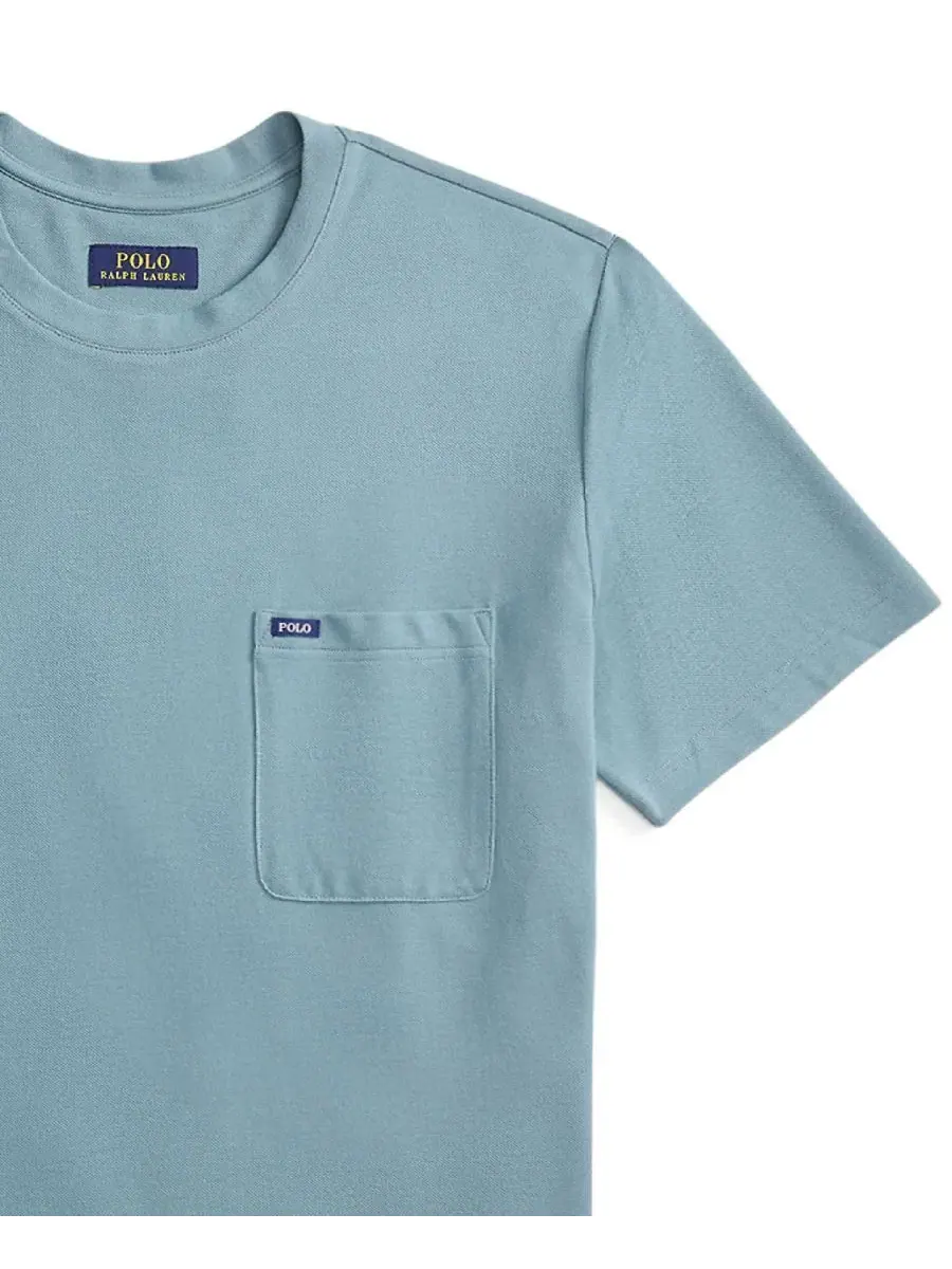 Мужская пижамная футболка с коротким рукавом из легкой сетки Polo Ralph Lauren — изображение 2 из 3, темно-синий