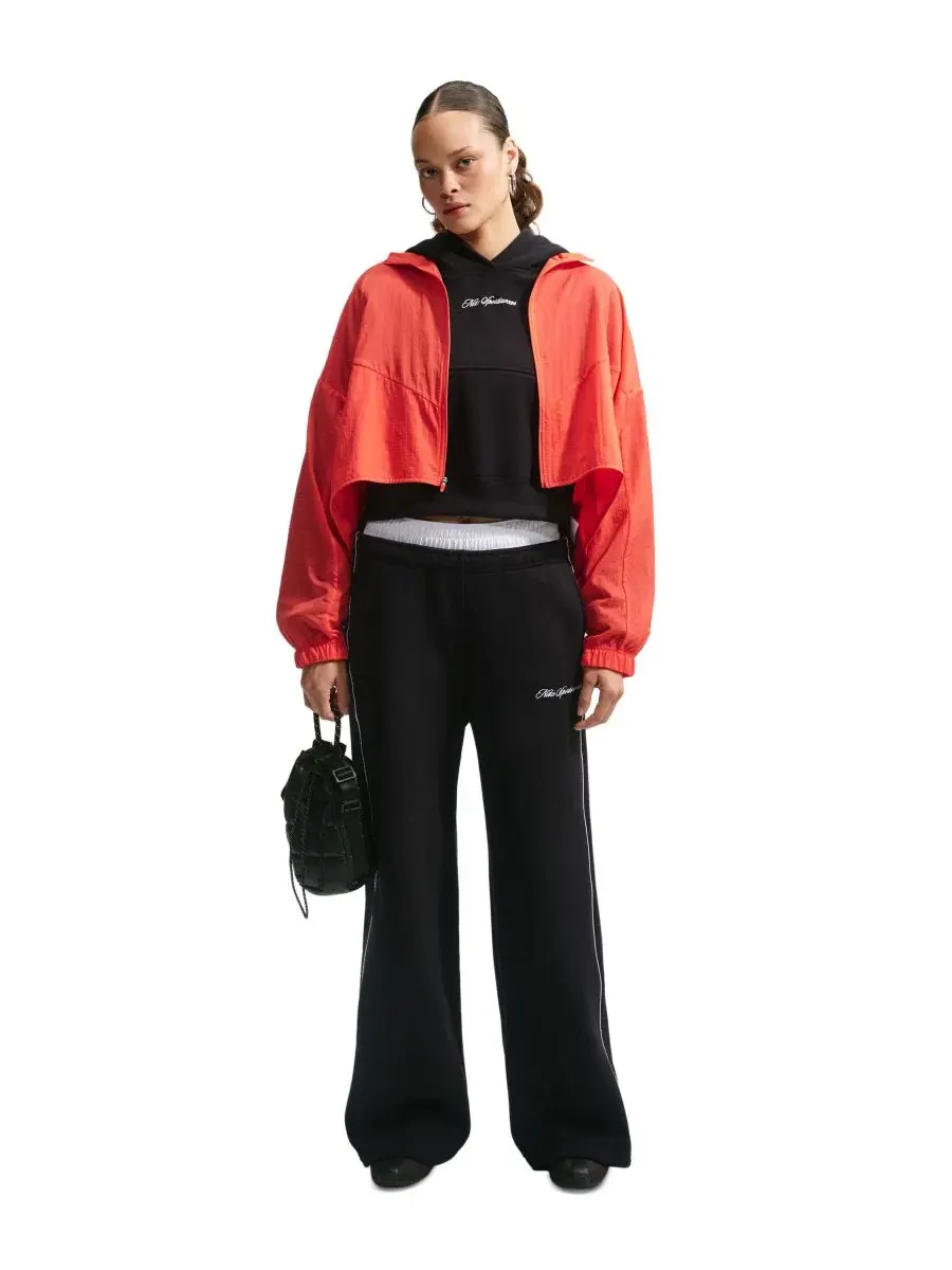 Брюки для женщин Nike Studio Fleece, свободный крой, широкие штанины — изображение 8 из 8, черный