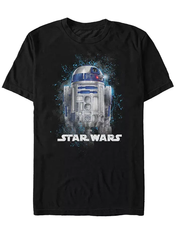 Футболка мужская Star Wars Classic R2-D2 с эффектом брызг краски, короткий рукав Fifth Sun — изображение 1 из 1, черный
