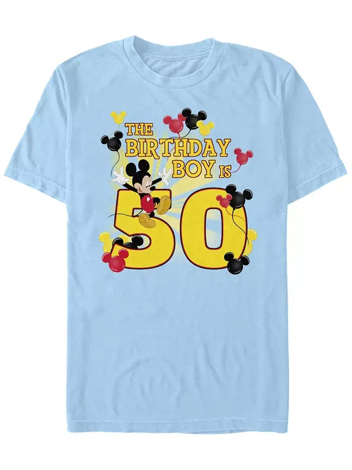 Мужская футболка с коротким рукавом Mickey Birthday 50 Fifth Sun — изображение 1 из 1, светлый синий