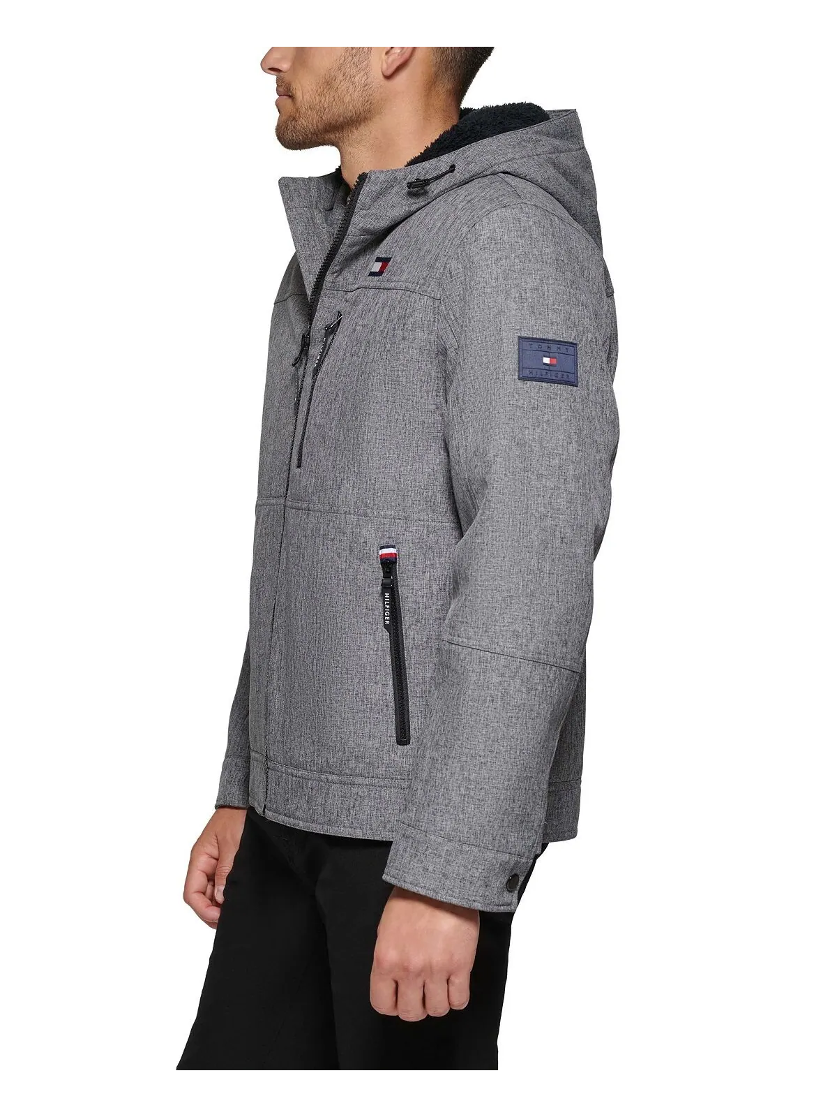 Мужская куртка softshell с капюшоном и подкладкой из шерпы Tommy Hilfiger — изображение 4 из 6, серый