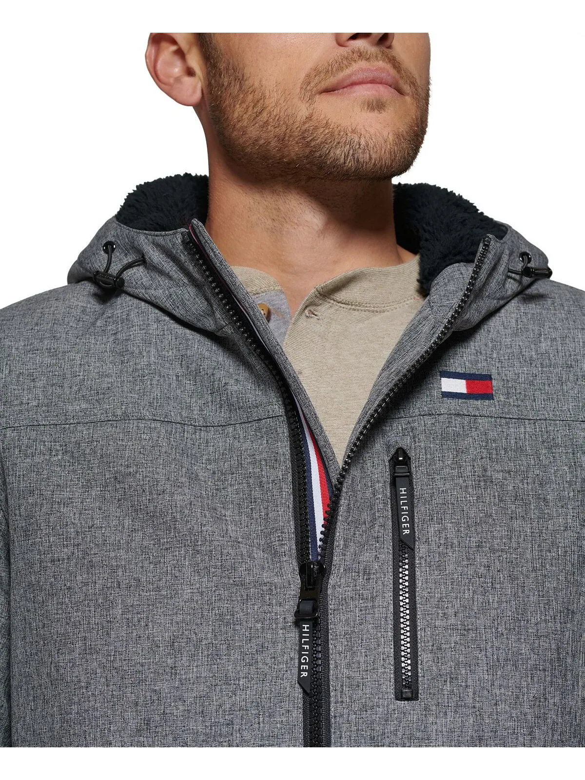 Мужская куртка softshell с капюшоном и подкладкой из шерпы Tommy Hilfiger — изображение 5 из 6, серый
