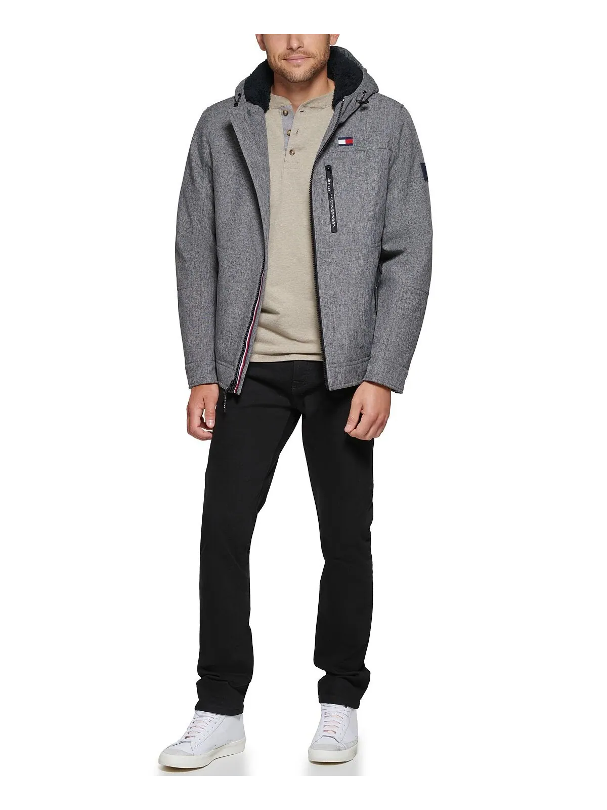 Мужская куртка softshell с капюшоном и подкладкой из шерпы Tommy Hilfiger — изображение 6 из 6, серый