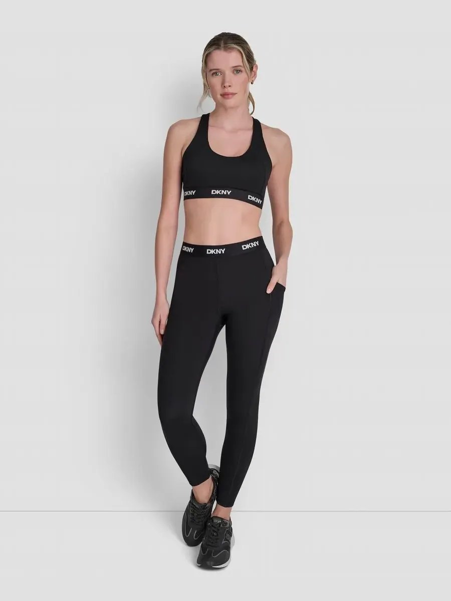 Женский компрессионный спортивный бюстгальтер Balance с логотипом DKNY Sport — изображение 2 из 4, черный