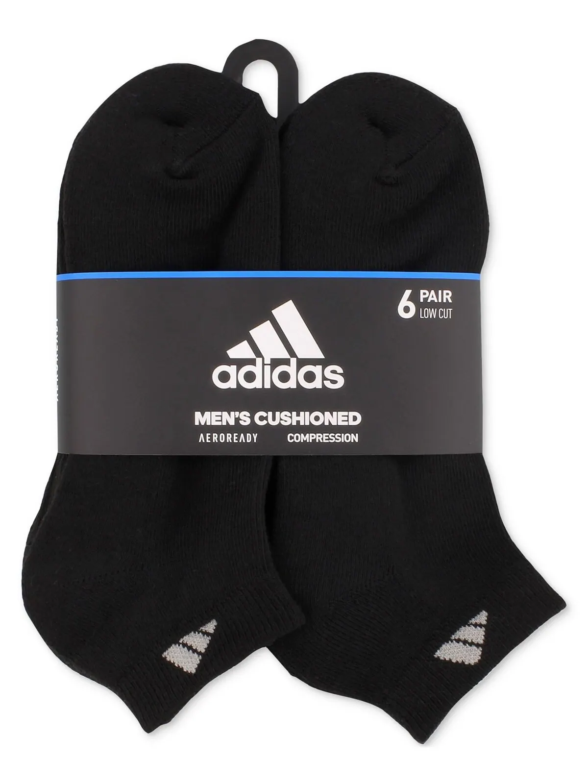 Мужские спортивные носки с мягкой подкладкой, 6 пар низких носков adidas — изображение 2 из 7, черный