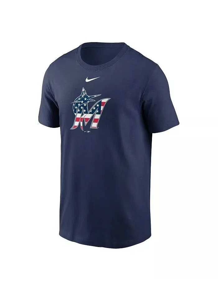 Мужская темно-синяя футболка Miami Marlins Americana Nike — изображение 2 из 3, темно-синий