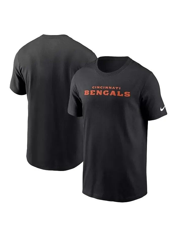 Мужская черная футболка Cincinnati Bengals Primetime Wordmark Essential Nike — изображение 1 из 3