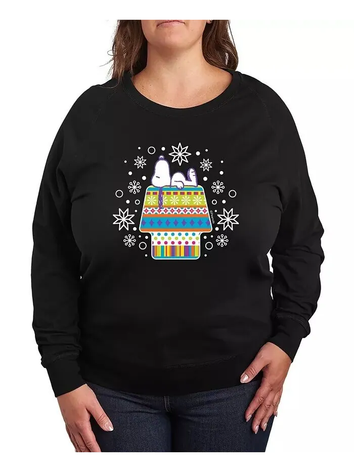 Большой размер Peanuts Snoopy House Графический пуловер Топ Hybrid Apparel — изображение 1 из 2, черный