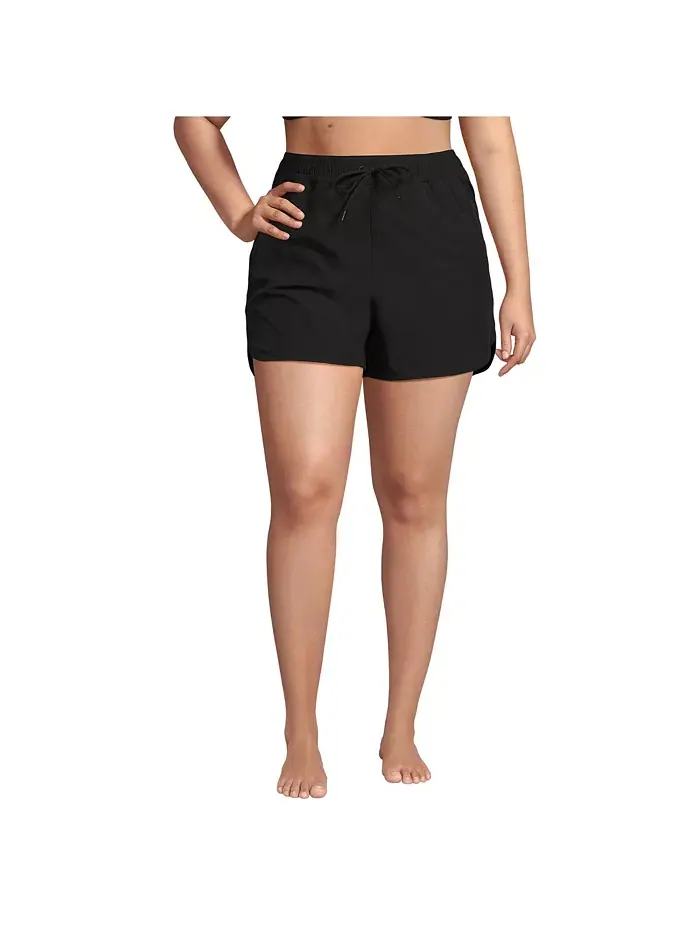 Пляжные шорты Plus Size 3" Packable Cover-up Lands' End — изображение 1 из 3, черный