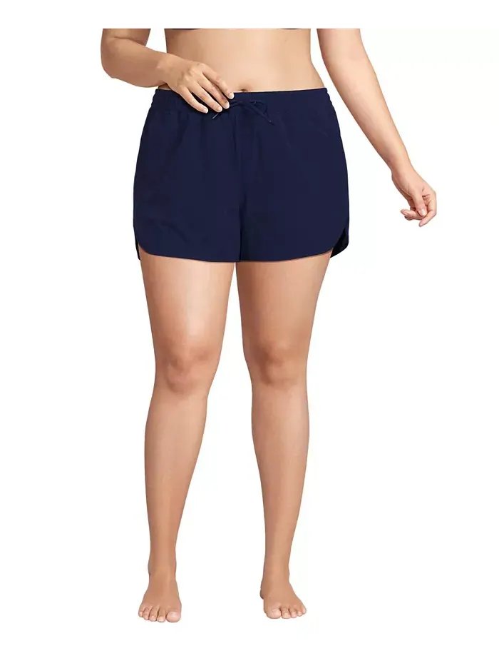 Пляжные шорты Plus Size 3" Packable Cover-up Lands' End — изображение 1 из 3, глубокий темно-синий