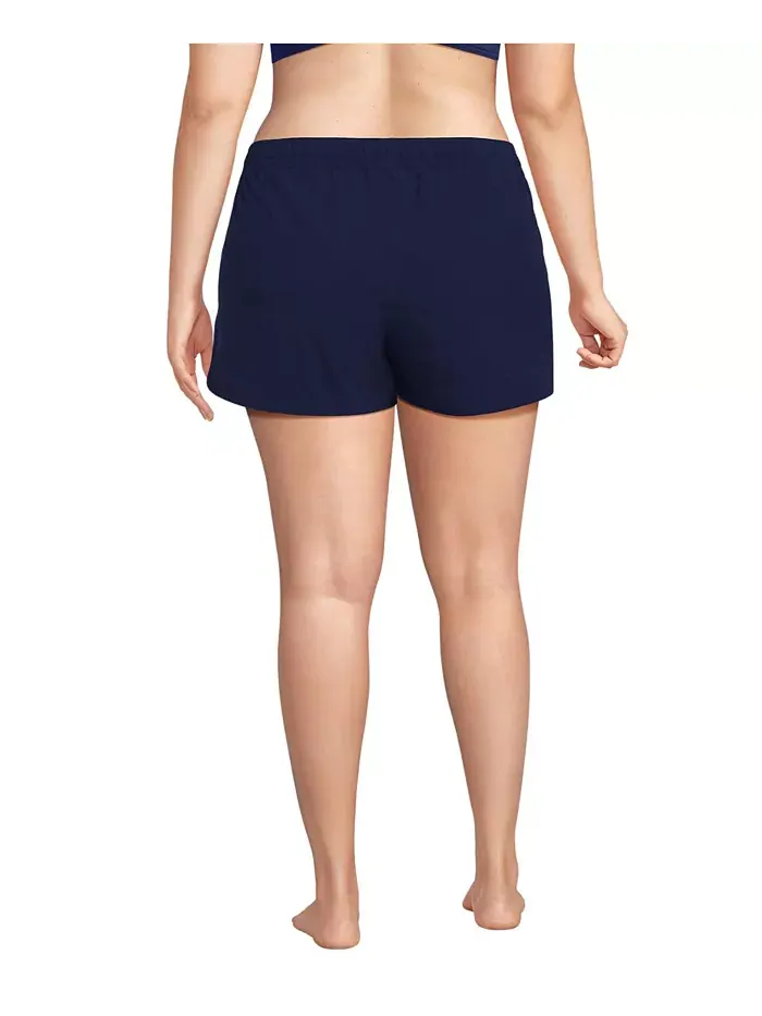 Пляжные шорты Plus Size 3" Packable Cover-up Lands' End — изображение 3 из 3, глубокий темно-синий