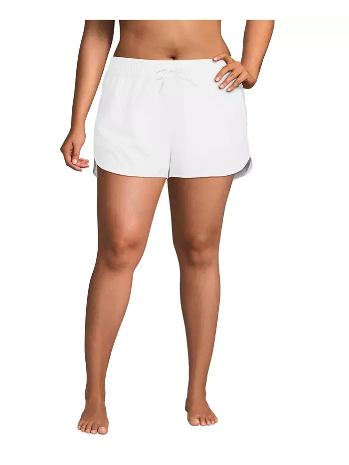 Пляжные шорты Plus Size 3" Packable Cover-up Lands' End — изображение 1 из 3, белый