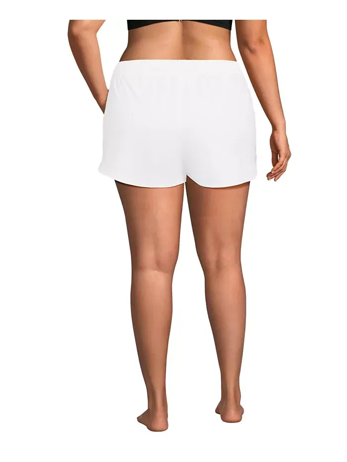 Пляжные шорты Plus Size 3" Packable Cover-up Lands' End — изображение 2 из 3, белый