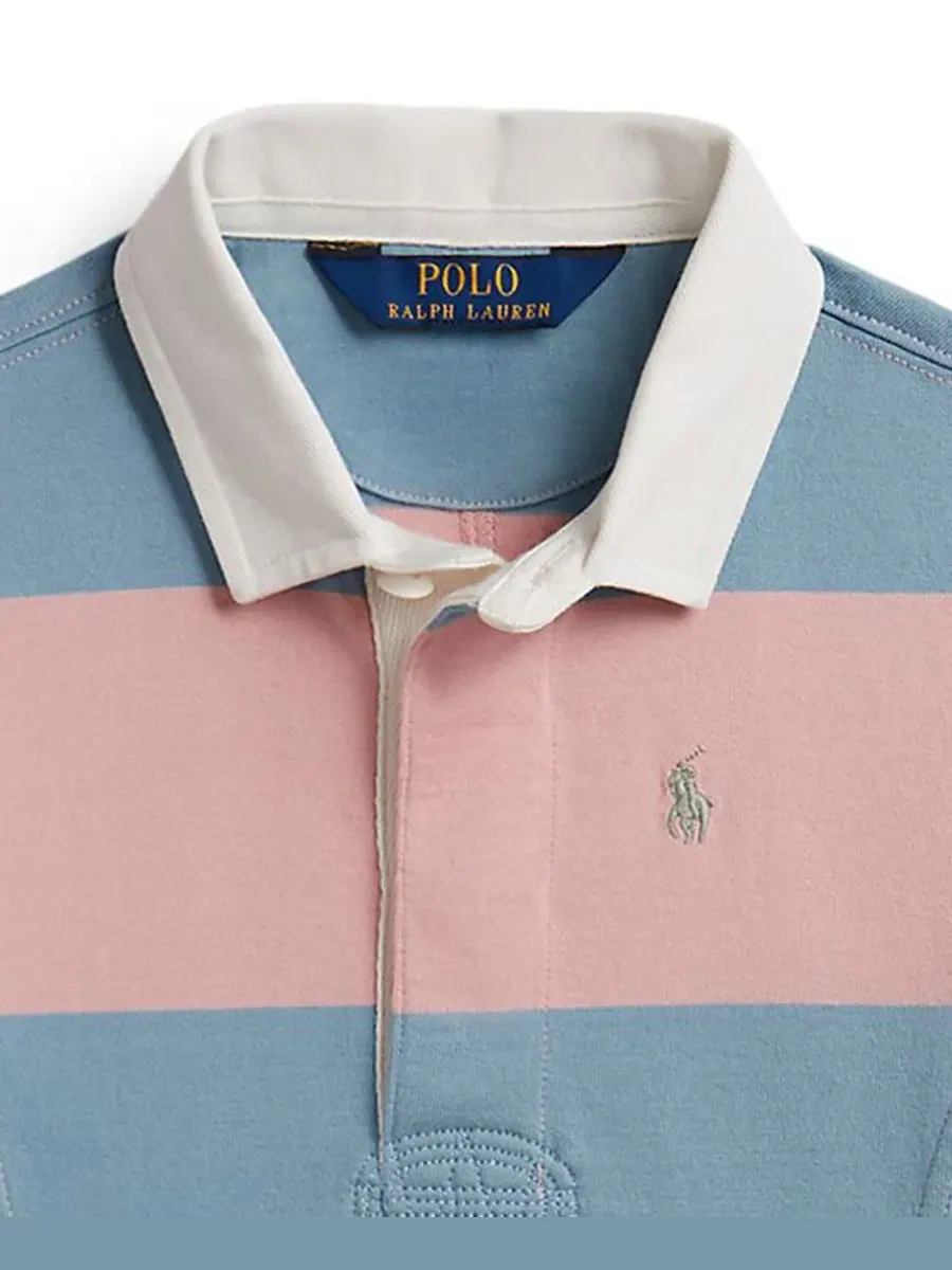 Детское платье для регби с коротким рукавом, размеры 2T-6X Polo Ralph Lauren — изображение 3 из 3, розовый/синий