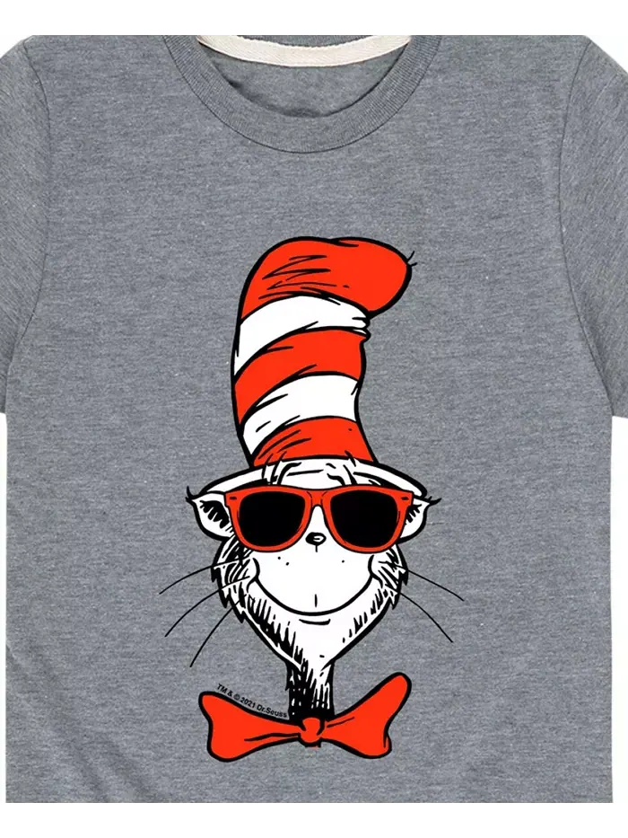 Футболка с принтом "Кот в шляпе" для мальчиков старшего возраста Dr. Seuss — изображение 3 из 3, серый