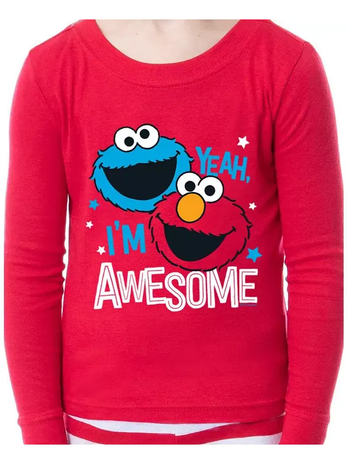 Детский пижамный комплект для девочек с длинным рукавом "Elmo Cookie Monster I'm Awesome" (2 — изображение 3 из 3, нет цвета